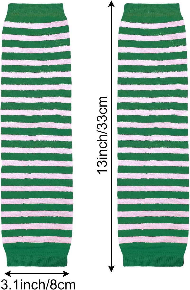 Tongcloud 1 Pair Womens Girls Punk Gothic Striped Knitted Arm Warmers Fingerless Gloves for Halloween Costume - Image 5